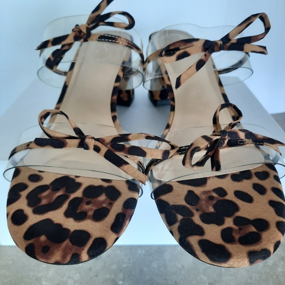 Lot Of 2 Cato C Comfort Sandals Sz 10 Leopard Slides Brown Black Kitten Heels - Picture 5 of 15